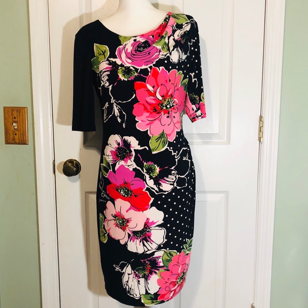 Women’s black & pink flower dress